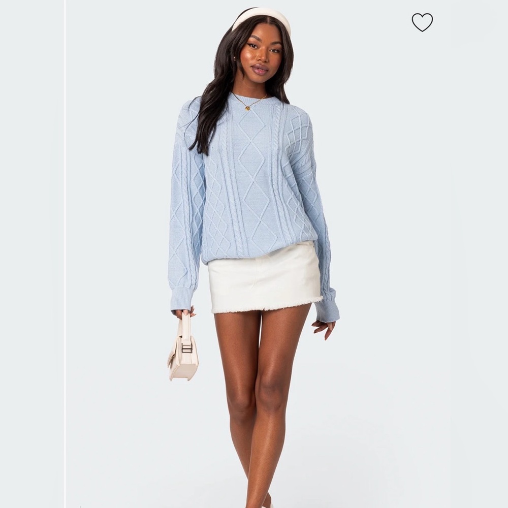 Edikted Blue Cable Knit Sweater